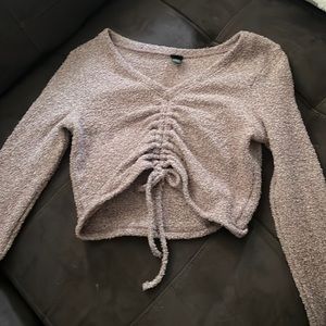 fuzzy long sleeve crop top